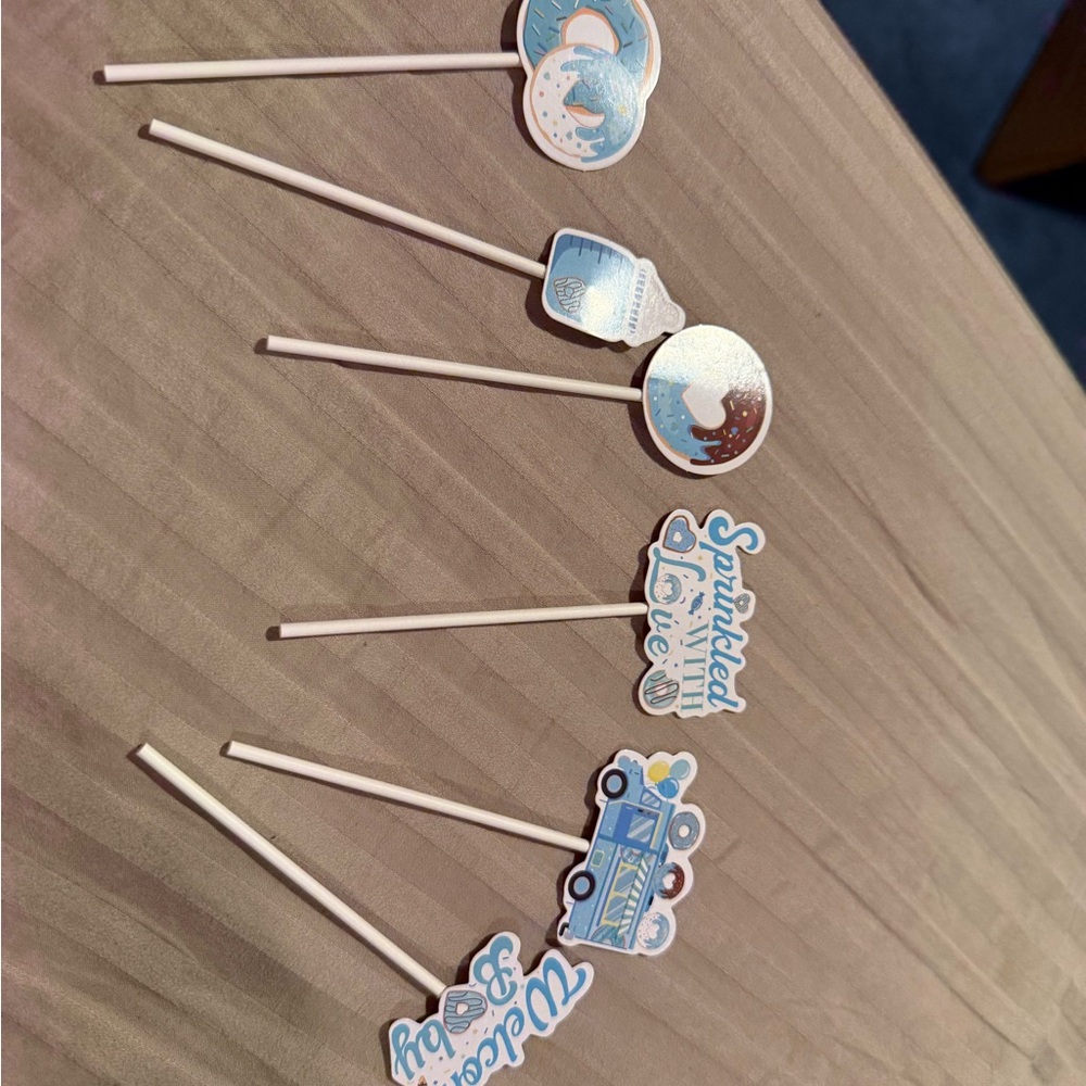 Sweet Treats Cupcake Toppers - Blue and White